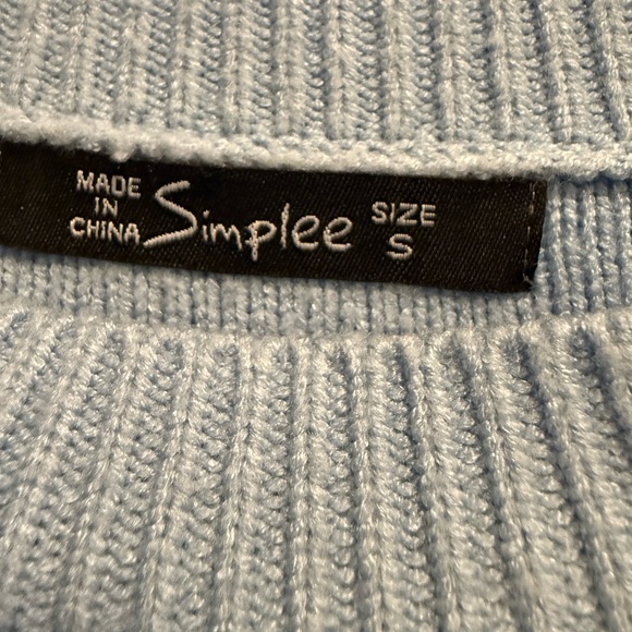 Women's Light Blue Sweater with Textured Design - Picture 2 of 3